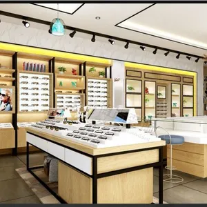 内蒙眼镜店装饰设计公司-眼镜柜台实木多层板定制