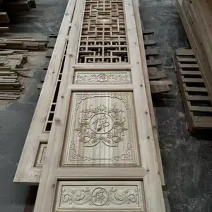 荷花鱼仿古寺庙门窗_寺庙大殿中式花窗木门_中式浮雕板板门