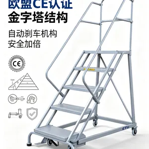 供应钢制欧式取货梯 出口自动刹车移动货架登高梯