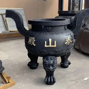供应铸铁圆形大香炉　铸铁圆形六龙柱香炉　寺庙圆形平口香炉厂家