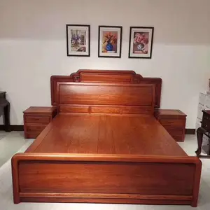 缅甸花梨国色天香素面大床工厂