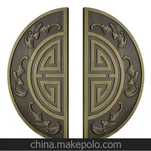 铝板雕刻半圆拉手 铝艺浮雕工艺大门拉手推拉门把手订制