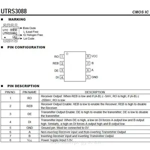 友顺原厂原装 UTRS3088 半双工收发器 封装SOP-8