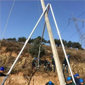 四川省 电力机械组塔立杆机具 人字型铝合金抱杆 10米人力绞磨三角立杆机 锐天销售