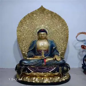 定做大型木雕三宝佛佛像 贴金彩绘铜雕十八罗汉