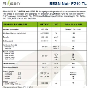 黑色PA11法国阿科玛ARKEMA RILSAN BESN BLACK P210TL挤出冷却管尼龙