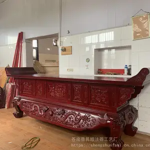 升顺***定做寺庙木雕元宝桌 寺庙木雕供台 案台 案桌 供桌