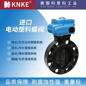 进口电动塑料蝶阀 美国科恩科KNKE品牌 耐腐蚀 安装方便