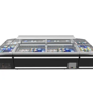 卧式组合岛柜超市冷冻柜丸子饺子商用速冻食品展示柜无霜透明玻璃