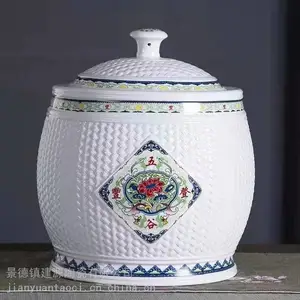 10斤家用陶瓷米缸 30斤50斤密封防潮储米罐 景德镇罐子厂家直销