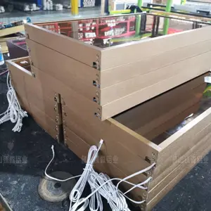 工厂直供铝框层板灯LED金色方型玻璃层板灯 酒柜层板灯 LED发光玻璃层板铝框玻璃层板