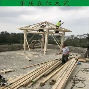 铜梁景区仿古景观凉亭 实木彩绘凉亭 双檐古建凉亭 众仁木艺