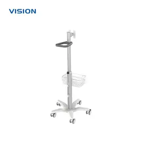 VISION 25214| 可升降立柱带网篮移动推车 显示器落地滚轮支架