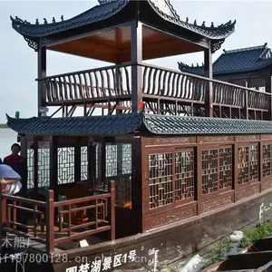 大型餐饮船厂家直销 西安新城出售35人景区画舫船 大型观光餐饮船