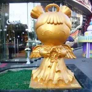 黄金品牌标志logo吉祥物模型玻璃钢珠宝品牌IP形象卡通小猫雕塑