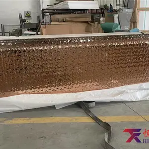 售楼部大堂不锈钢吧台 异形金属吧台 镜面玫瑰金水波纹吧台定做