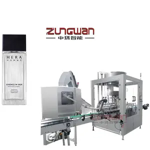 ZHJY-50精油灌装压塞旋盖贴标机，化妆品类啫喱发胶防晒喷雾剂灌装生产线，医药产品咽喉剂灌装机