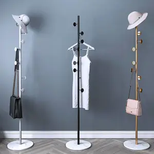 简约现代网红落地立式卧室多功能移动金属衣帽架挂衣服架子大理石底座
