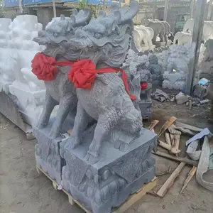 石雕麒麟雕刻加工-酒店公司门口石雕摆件批发