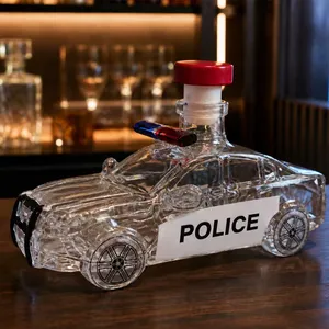 独特警车形状,300毫升高硼硅玻璃威士忌酒瓶