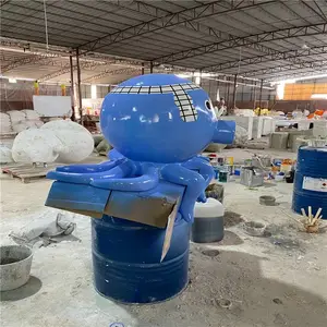 商场美陈动物卡通雕塑 玻璃钢章鱼卡通雕塑摆件 联尖雕塑