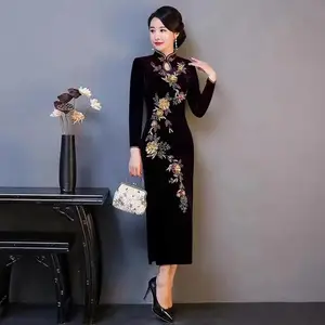 中式女装古蕴重工刺绣旗袍品牌女装折扣批发尾货服装市场货源