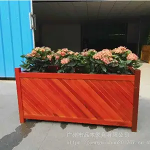 湖南商业街实木花箱厂家直销防腐木花槽/户外广场木花箱