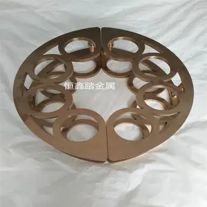 玫瑰金不锈钢半圆大门拉手 激光镂空实物效果图