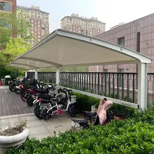 重庆定制膜结构电动车停车棚非机动车停车篷七字形停车棚自行车棚