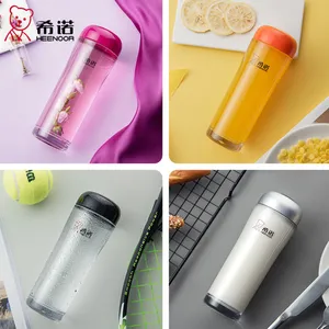 希诺塑料杯水杯学生可爱随手杯子男女士透明耐热防摔便携隔热茶杯
