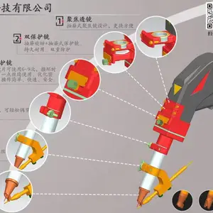 0.5Kg焊枪头轻巧方便;研发的旋转镜片可旋转5-6次激光焊机