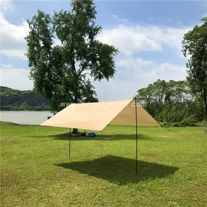 湖州山牛野营户外超轻涂银天幕3米防雨露营遮阳棚卡其色