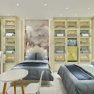 富安娜家纺展柜定制 北欧风家纺展柜 实木材质 多层设计 店铺陈列柜