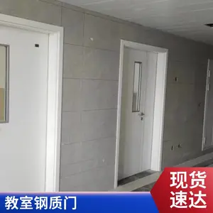 学校成品套装门 宿舍隔音钢质门 带上亮窗 手动平开 济南厚朴定制