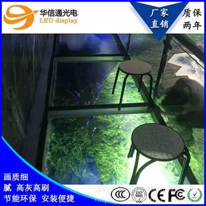 P3.91户外LED3D玻璃桥炸裂***雷达互动感应地板电子显示屏华信通光电