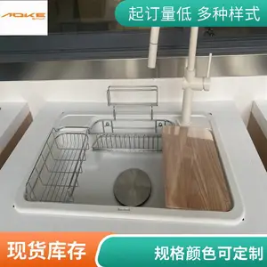 奥科进口石英石水槽、大单槽可加装沥水架切菜板、洗碗槽洗菜槽