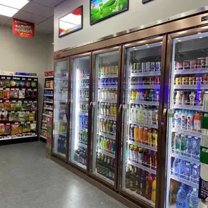 艾雪商用立式饮料冰柜 风冷冷藏展示柜 商用超市便利店冰箱 风冷三门四门保鲜柜