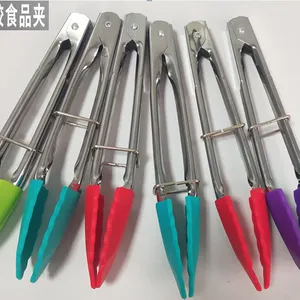 小号耐高温硅胶夹子不锈钢烧烤面包夹不锈钢烧烤面包夹厨房用品厨房五金食物夹