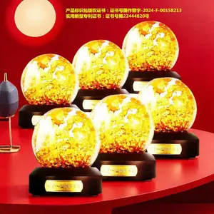 水晶金箔球厂家贴牌代加工金箔水晶球定制加工360度旋转型礼品