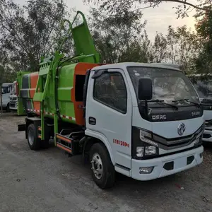 国六蓝牌挂桶垃圾车5方 城镇使用内板压缩东风垃圾车 配套规格垃圾桶