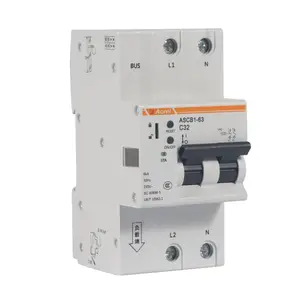 智能微型断路器ASCB1-63-C32-2P导轨式配RS485通讯数据测量温度监测