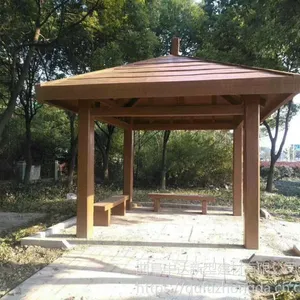济南景观建材厂家供应水泥仿木长廊 花架 仿古凉亭