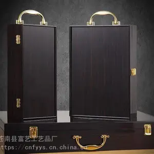 红酒包装盒 白酒盒包装厂家 皮酒木盒定做 酒类棕色木盒 白酒木盒加工厂