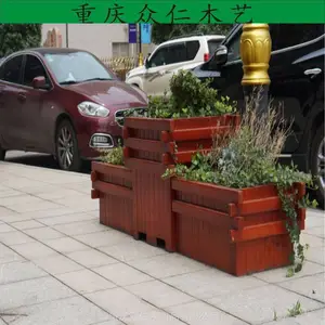 西充防腐木广场花箱 实木道路树池生产 众仁木艺