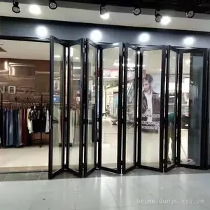 铝合金重型折叠门整套门商铺门店汽车美容车库玻璃大门厂家