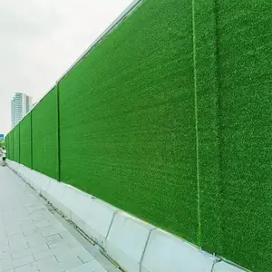 绿达薄款背胶黑底PP材质人造仿真地毯户外塑料假草坪围挡工程地垫
