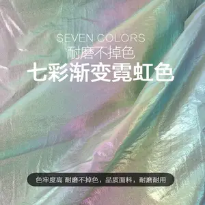 新品供应 20D尼龙皱幻彩烫金风衣布料 七彩彩虹面料 羽绒服面料