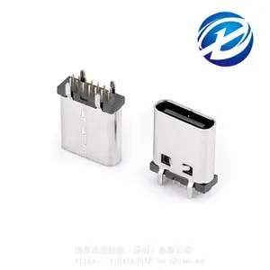 14P立式直插 TYPE-C 母座 180度插板DIP 四脚H=10.0/10.5