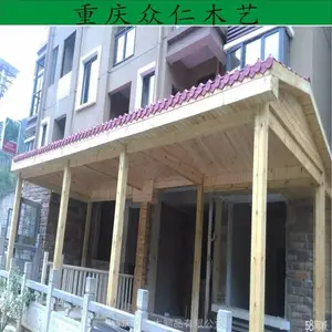 忠县户外实木长廊 芬兰木古建长廊设计安装 众仁木艺