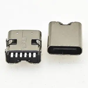 USB TYPE-C 6P卧是母座 板上加长7.8 8.4 10.0 贴片SMD接口